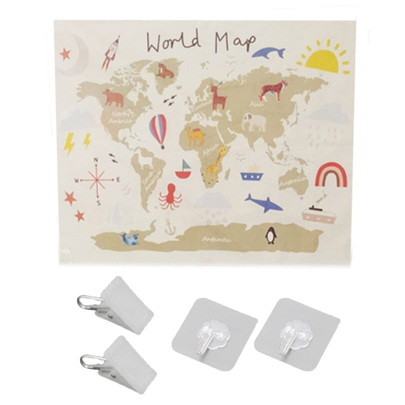 Nordic Educational Wall Hanging World Map