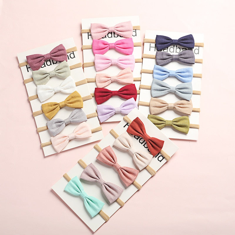 6Pcs/Lot Colorful Bows Hair Bands