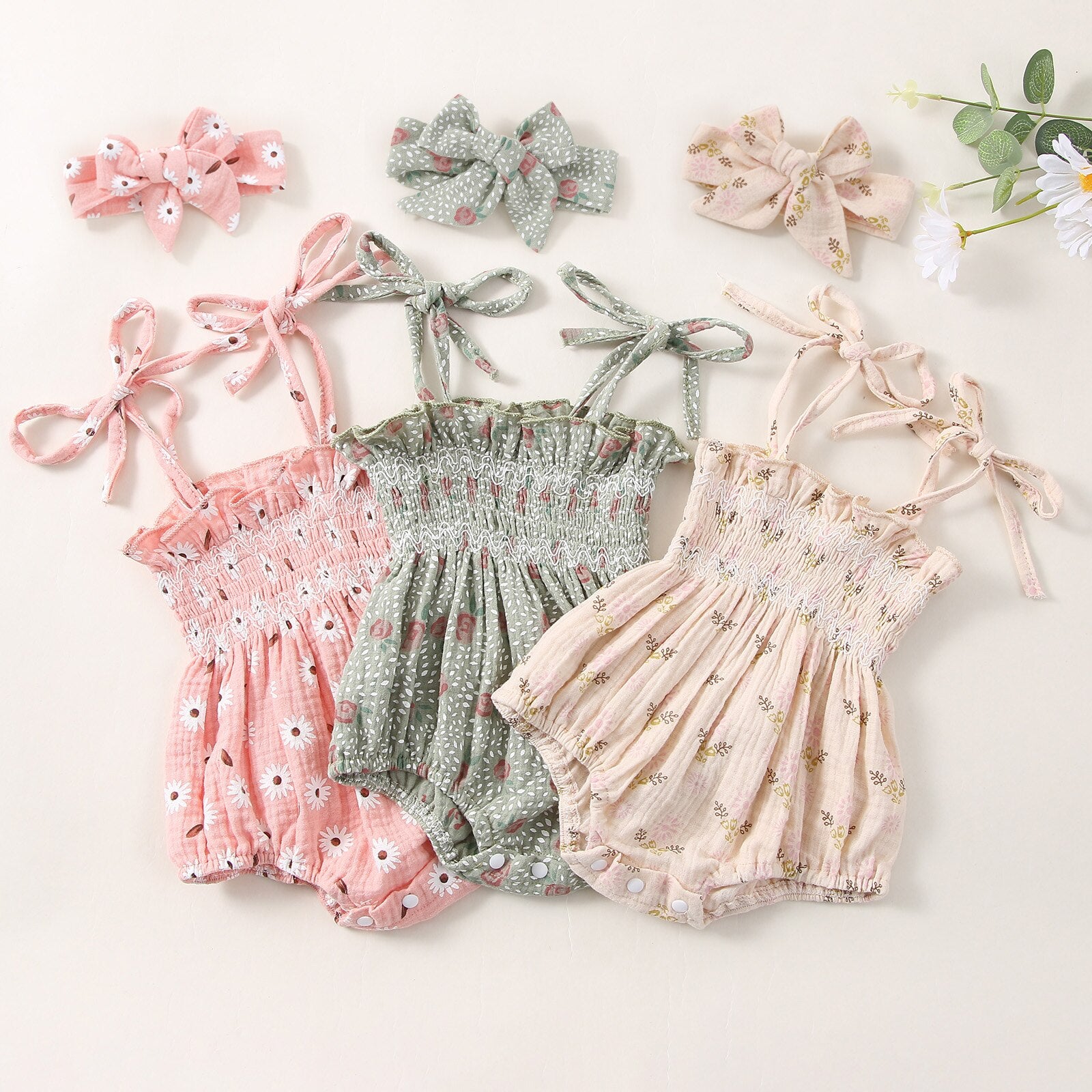 Flowers Romper With Headband