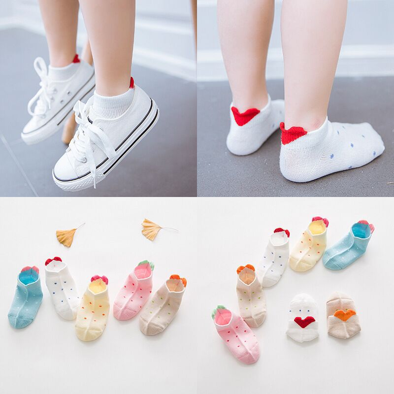 5 Pairs/Lot Heart Dots Socks