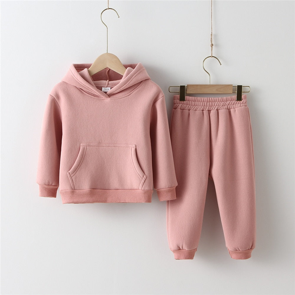 Solid Color Hoodie And Pants Set