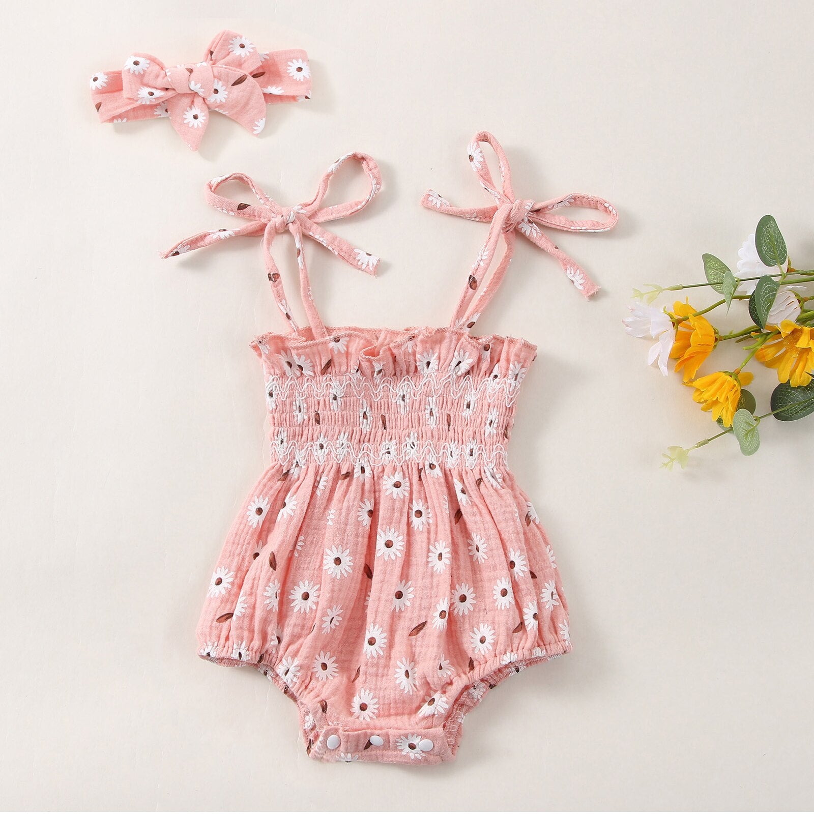 Flowers Romper With Headband