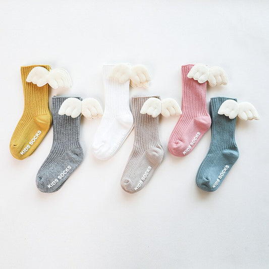 Solid Color Cute Wings Non-Slip Socks