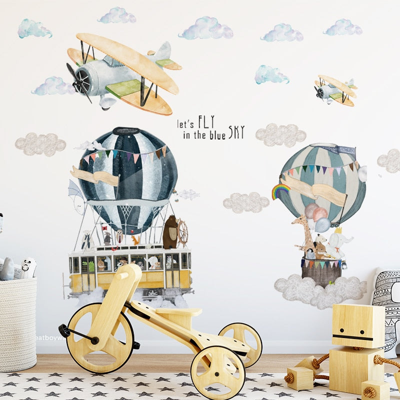 Airplane/Hot Air Balloon Wall Stickers