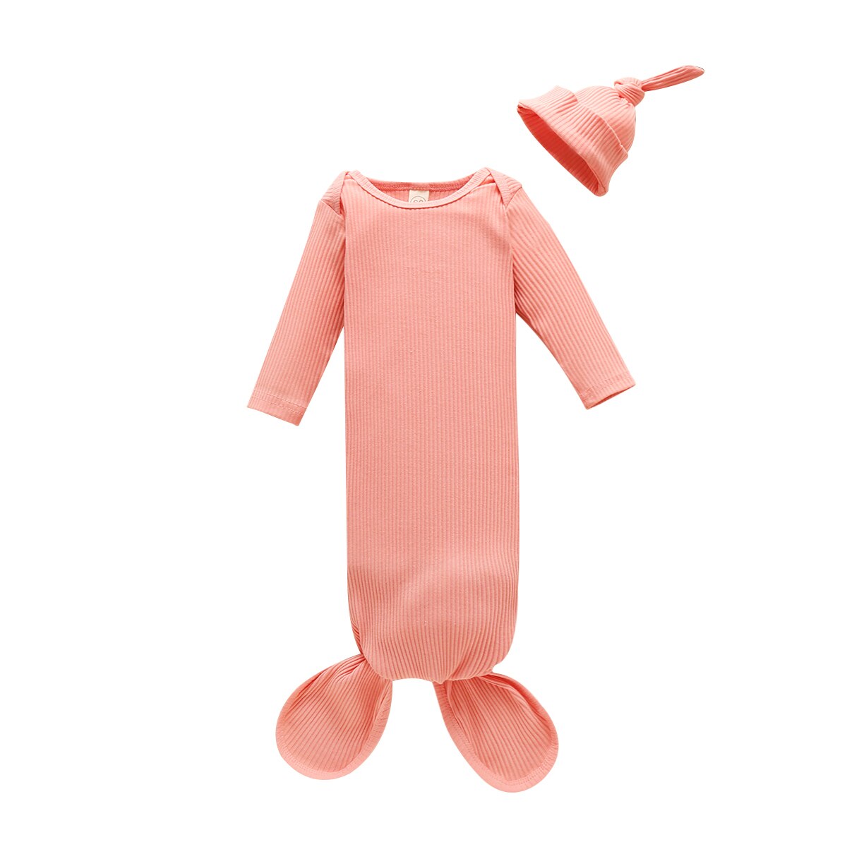 Ribbed Long Sleeve Blanket Swaddle Wrap & Hat