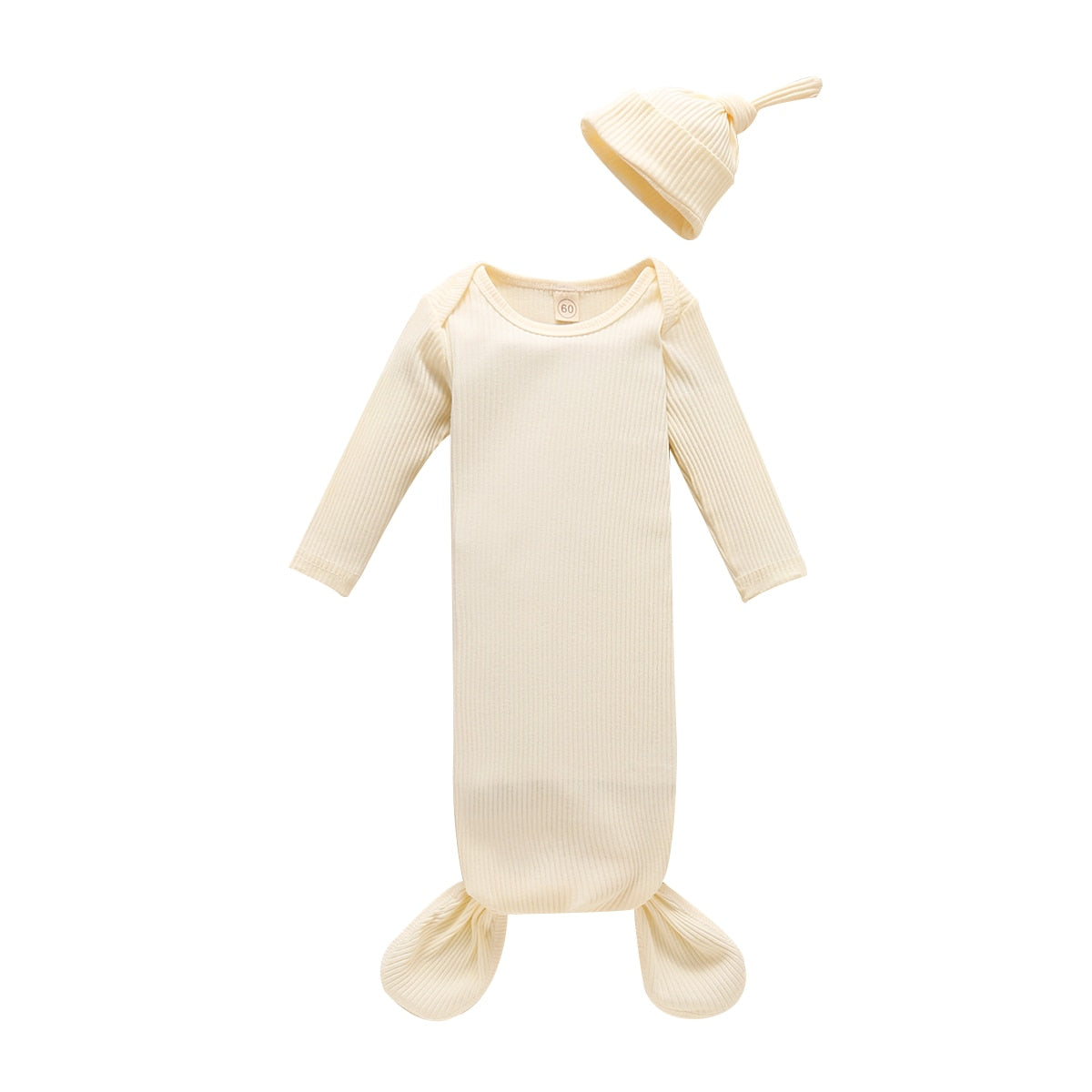 Ribbed Long Sleeve Blanket Swaddle Wrap & Hat