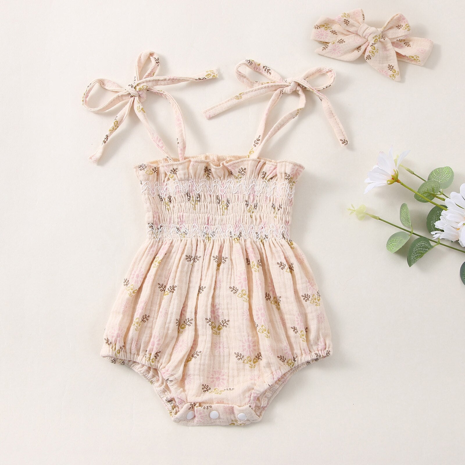 Flowers Romper With Headband