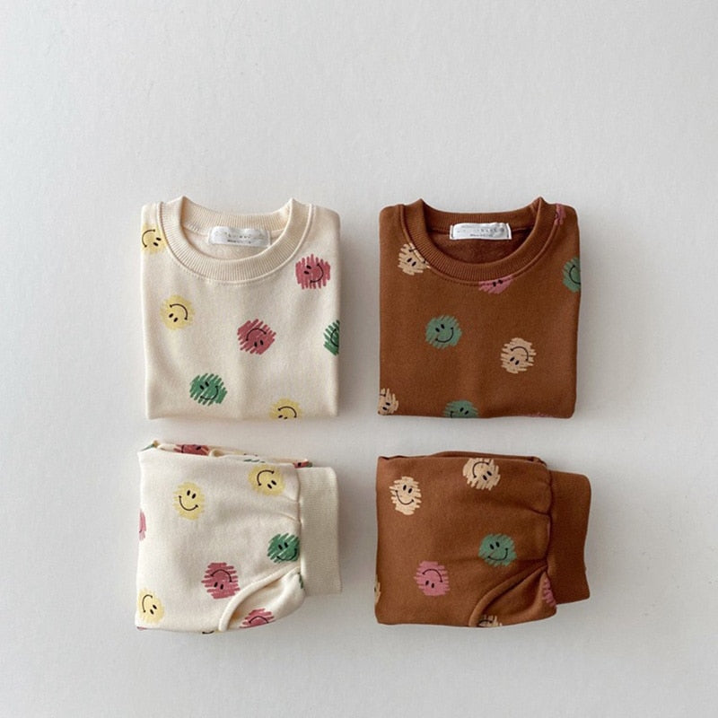 SMILEY PRINTED Hoodie & Pants Set