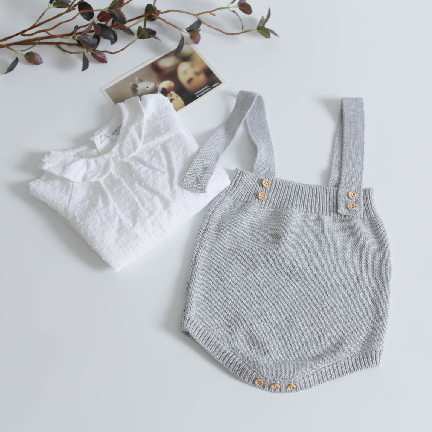 Knitted Sleeveless Overalls & Shirt & Pants