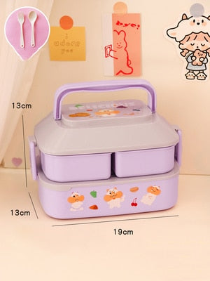 Cartoon Stickers Double Layers Lunch Box