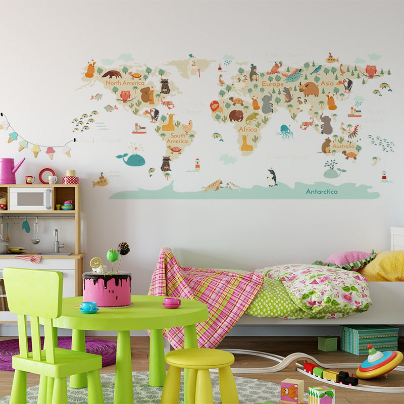 Animals Map Wall Stickers