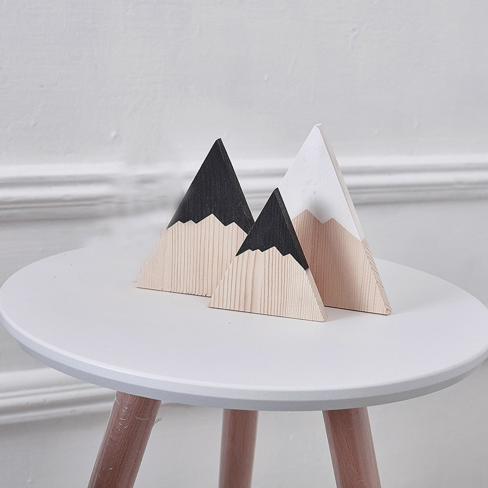 3Pcs/Set Wooden Trigonometry Snow Mountain Decoration