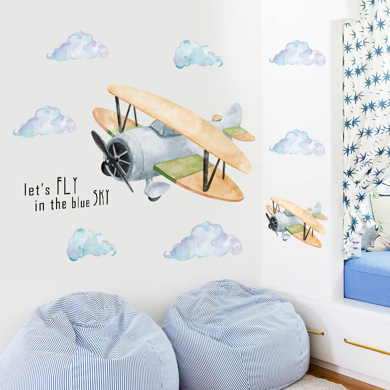 Airplane/Hot Air Balloon Wall Stickers