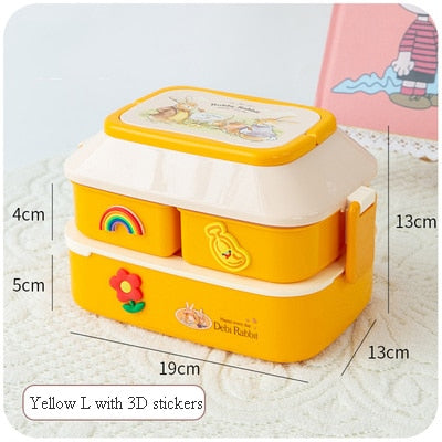 Cartoon Stickers Double Layers Lunch Box