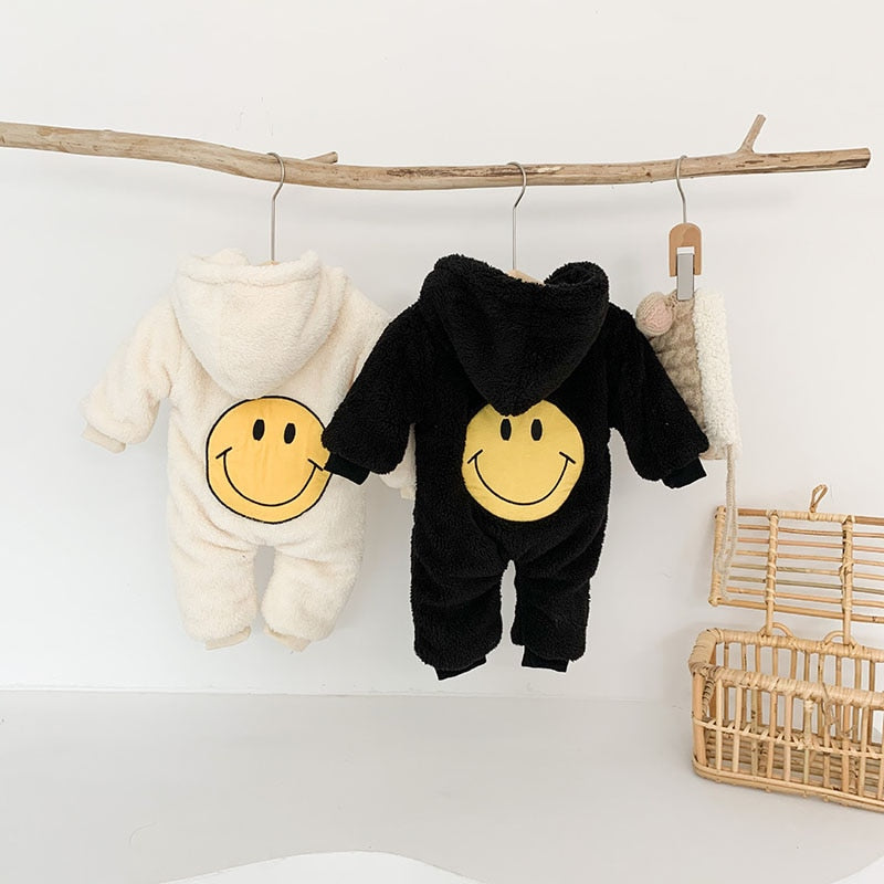 Smiley Face Fleece Warm Romper