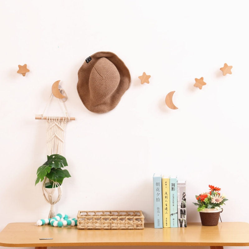 Moon/Cloud/Star Modern Wood Wall Hooks