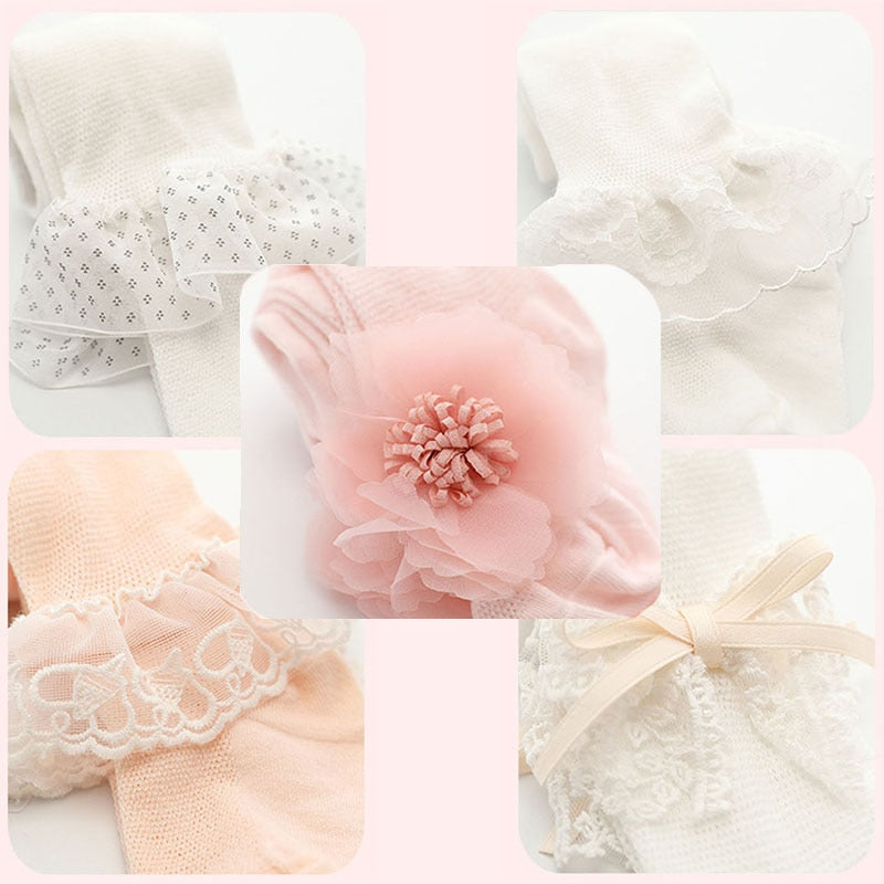 Lace Bow Flower Hosiery