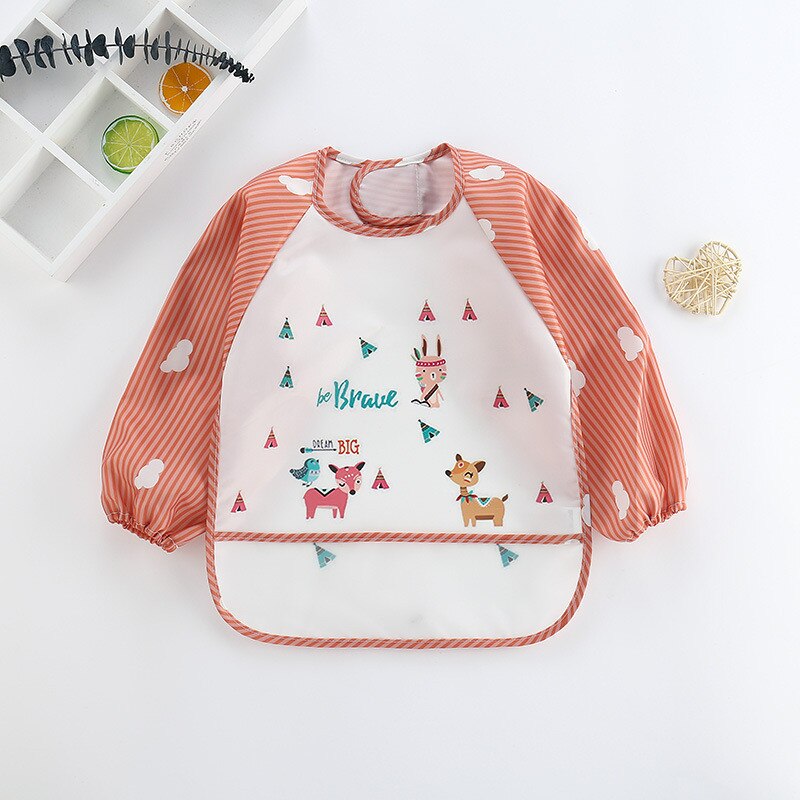 Bird/Deer/Rabbit Long Sleeve Bib With Pocket