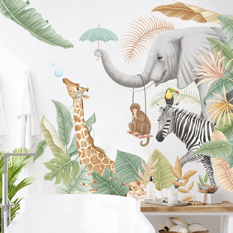 Tropical Rainforest And Animals Wall Sticker