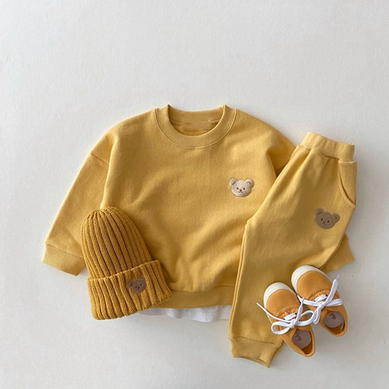 Cute Bear Sweatshirt & Pants Set