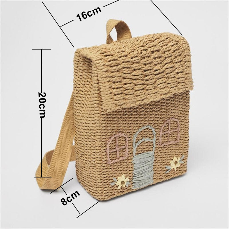 Straw Woven Bag With Hand-Carrying Woven Backpack