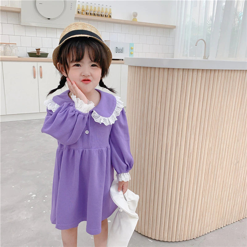 Long Sleeve Turn-Down Collar Dress