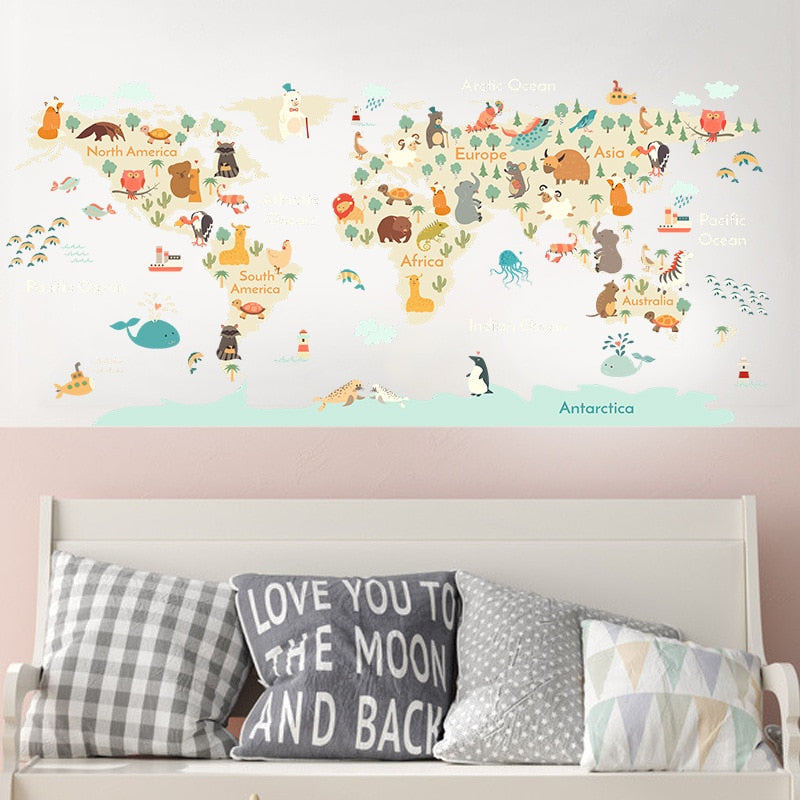 Animals Map Wall Stickers