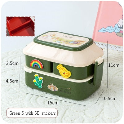 Cartoon Stickers Double Layers Lunch Box