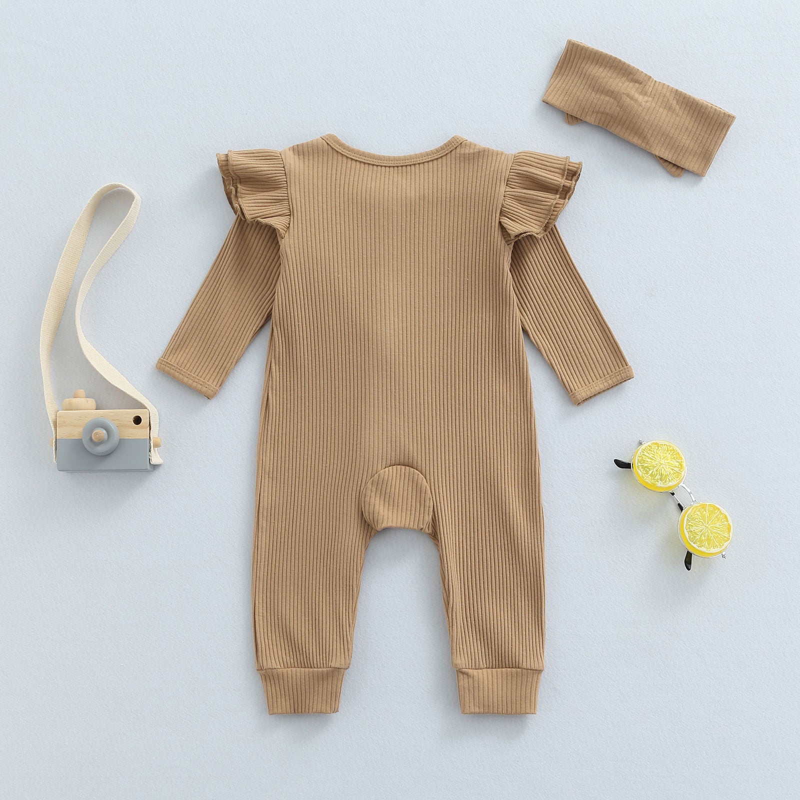 Ruffle Knitting Jumpsuit With Headband