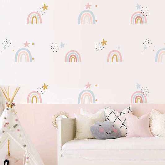 Bohemia Pink Rainbow Stars Wall Stickers