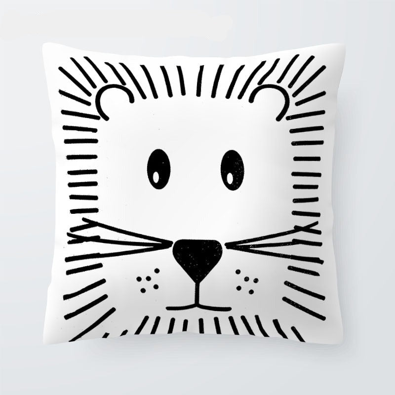 Black And White Cartoon Cushion Cover