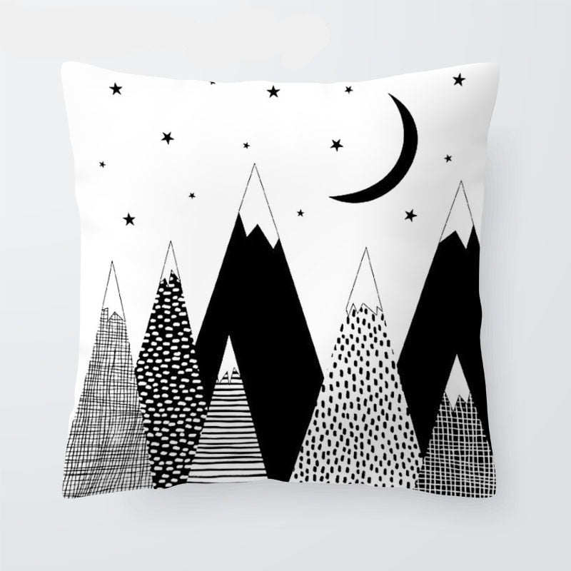 Black And White Cartoon Cushion Cover