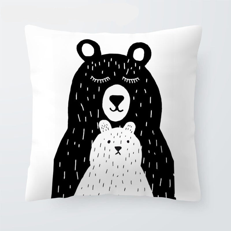 Black And White Cartoon Cushion Cover