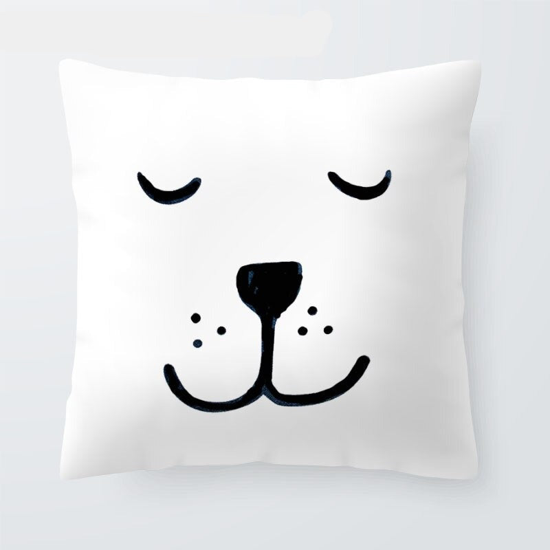 Black And White Cartoon Cushion Cover