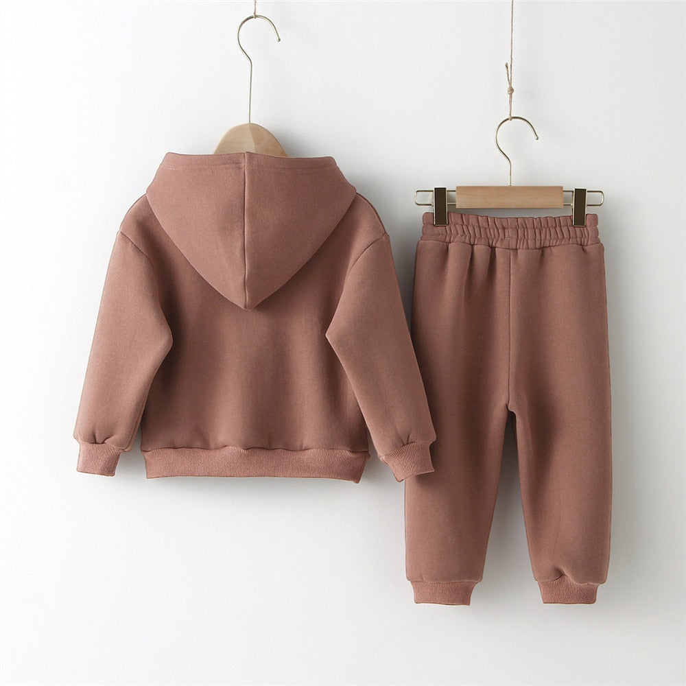 Solid Color Hoodie And Pants Set