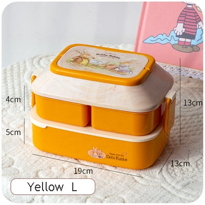 Cartoon Stickers Double Layers Lunch Box