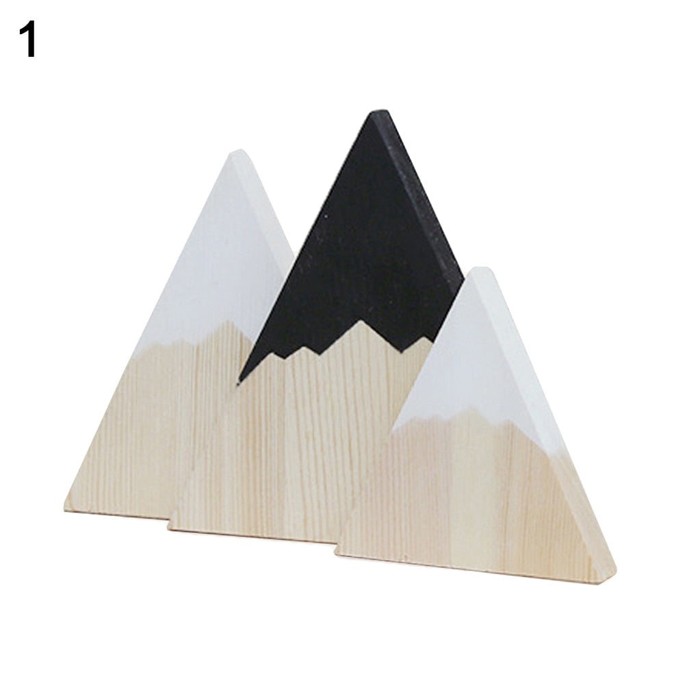 3Pcs/Set Wooden Trigonometry Snow Mountain Decoration