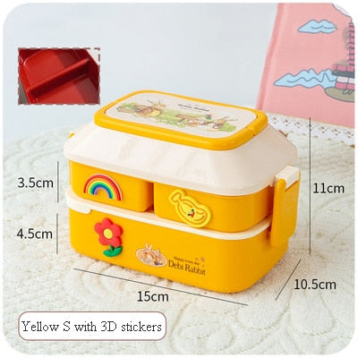 Cartoon Stickers Double Layers Lunch Box