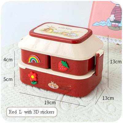 Cartoon Stickers Double Layers Lunch Box