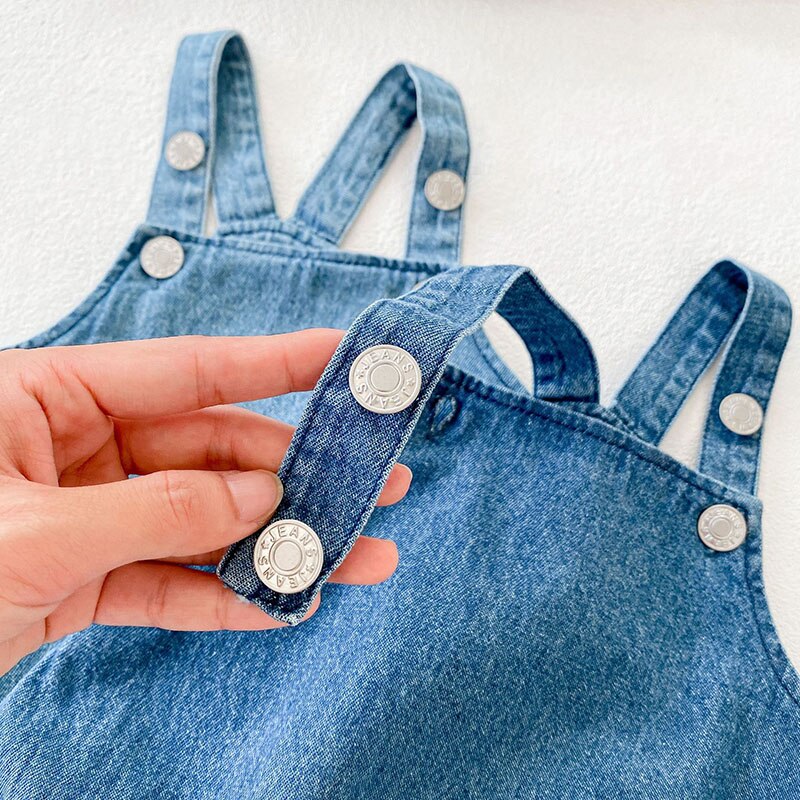 Denim Suspender Romper With Hat