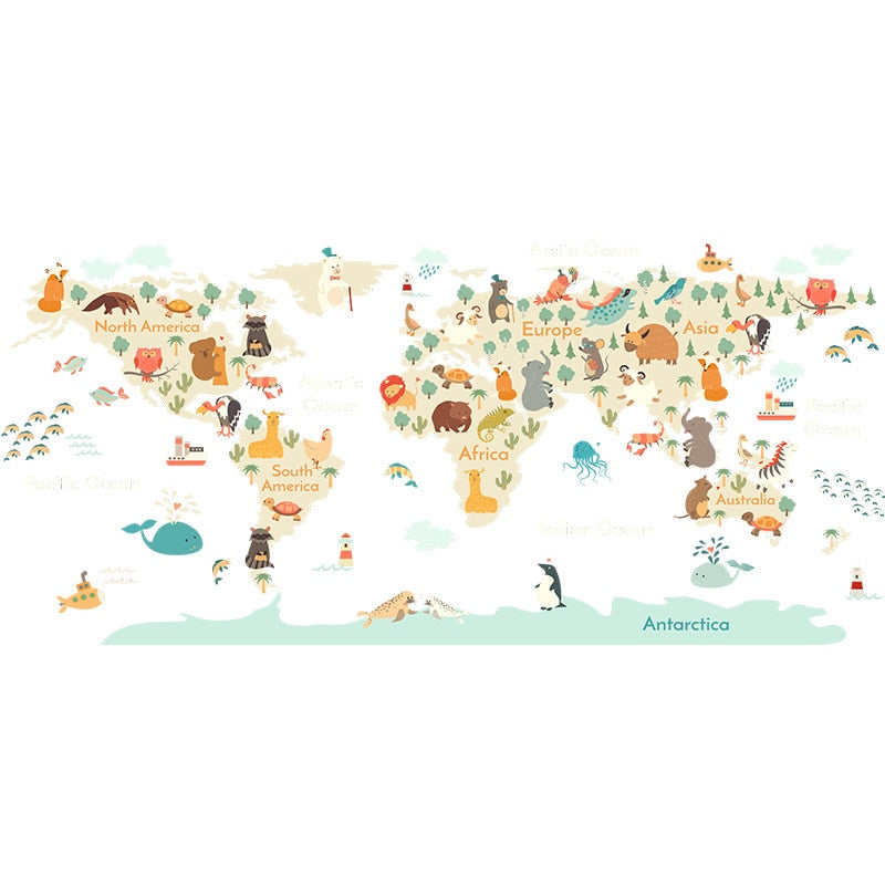 Animals Map Wall Stickers