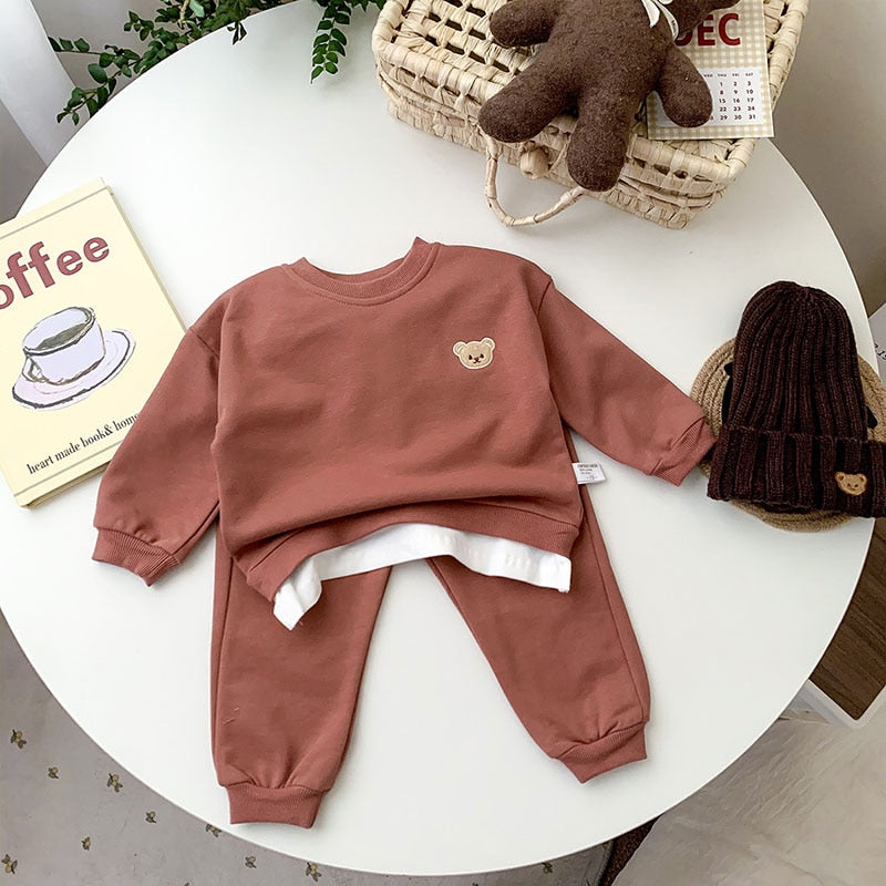 Cute Bear Sweatshirt & Pants Set