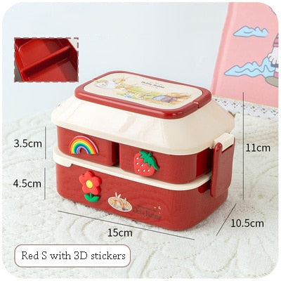 Cartoon Stickers Double Layers Lunch Box