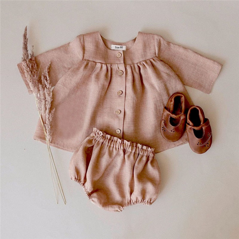 Vintage Linen Blouse And Shorts