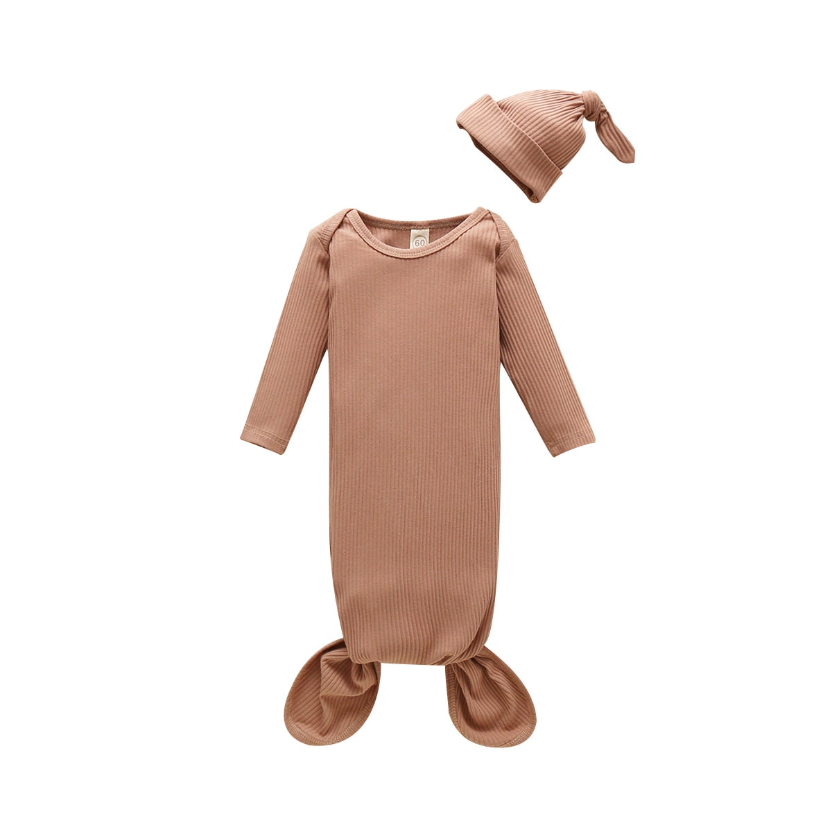 Ribbed Long Sleeve Blanket Swaddle Wrap & Hat