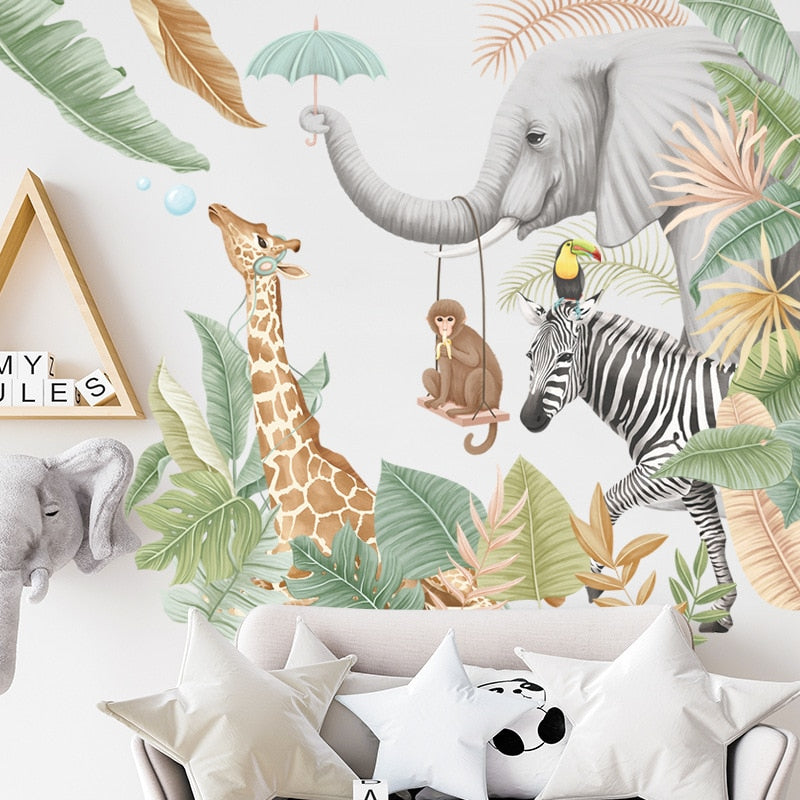 Tropical Rainforest And Animals Wall Sticker