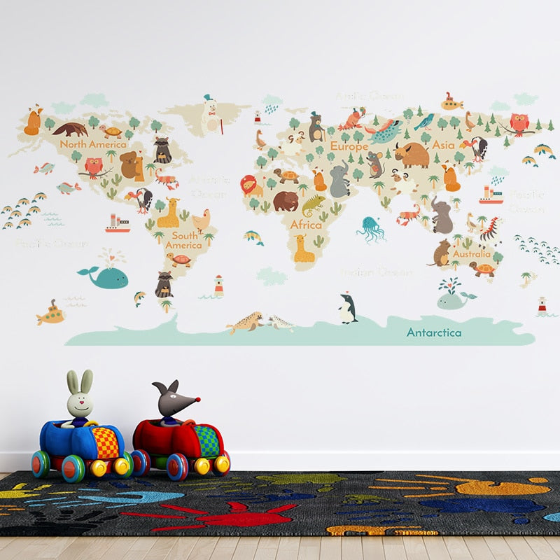 Animals Map Wall Stickers