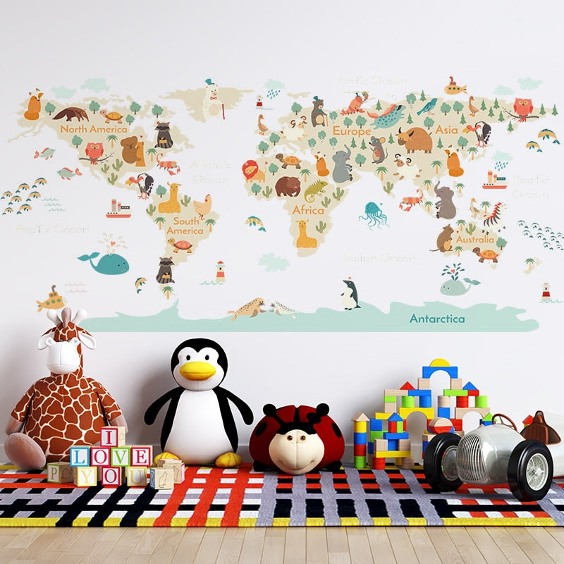 Animals Map Wall Stickers