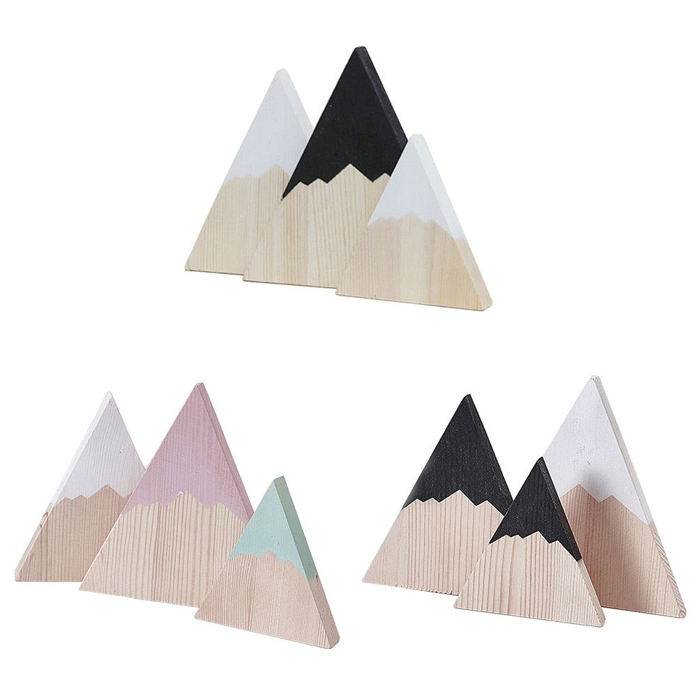 3Pcs/Set Wooden Trigonometry Snow Mountain Decoration