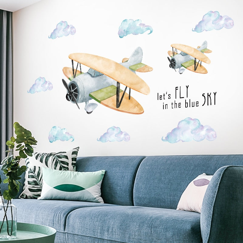 Airplane/Hot Air Balloon Wall Stickers